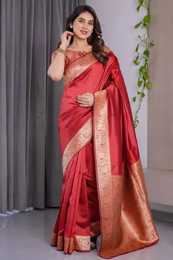 Red Color Zari Woven Banarasi Art Silk Saree