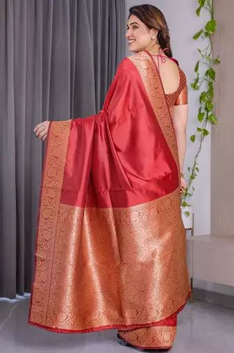 Red Color Zari Woven Banarasi Art Silk Saree