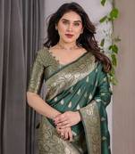 Green Color Zari Woven Banarasi Art Silk Saree