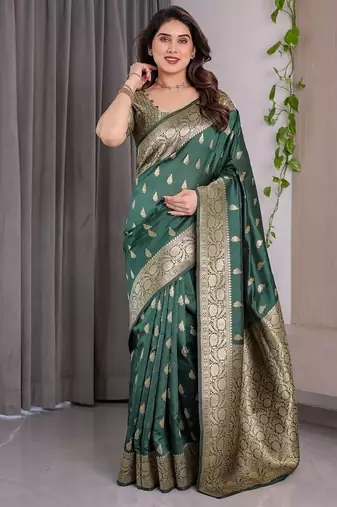 Green Color Zari Woven Banarasi Art Silk Saree