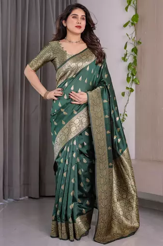 Green Color Zari Woven Banarasi Art Silk Saree