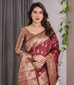 Maroon Color Zari Woven Banarasi Art Silk Saree