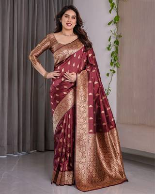Maroon Color Zari Woven Banarasi Art Silk Saree 3