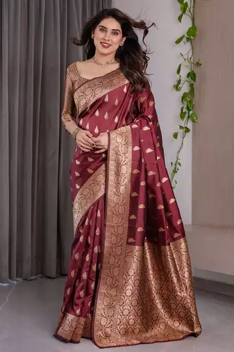 Maroon Color Zari Woven Banarasi Art Silk Saree