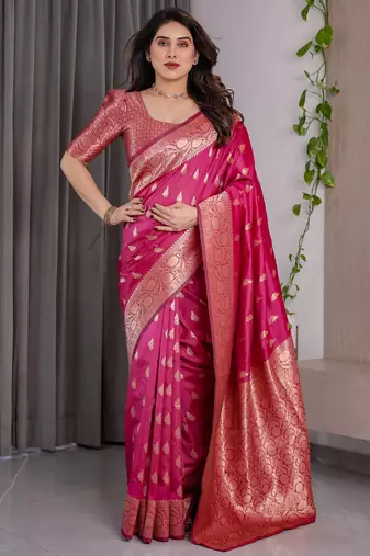 Pink Color Zari Woven Banarasi Art Silk Saree