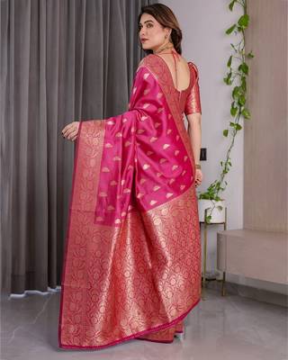 Pink Color Zari Woven Banarasi Art Silk Saree 5