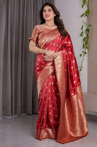 Red Color Zari Woven Banarasi Art Silk Saree