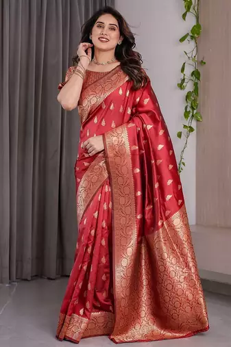 Red Color Zari Woven Banarasi Art Silk Saree