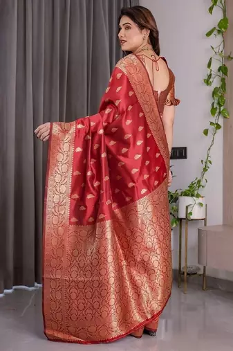 Red Color Zari Woven Banarasi Art Silk Saree