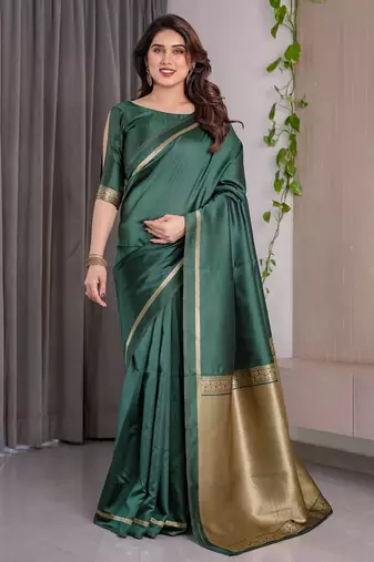 Green Color Zari Woven Banarasi Art Silk Saree