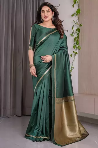 Green Color Zari Woven Banarasi Art Silk Saree
