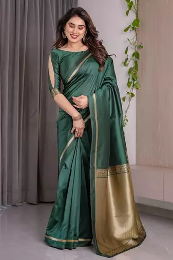 Green Color Zari Woven Banarasi Art Silk Saree