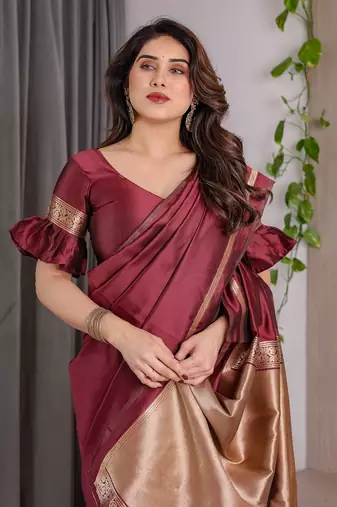 Maroon Color Zari Woven Banarasi Art Silk Saree