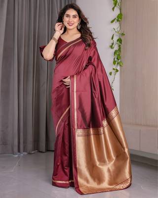 Maroon Color Zari Woven Banarasi Art Silk Saree 2