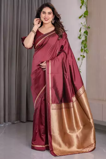 Maroon Color Zari Woven Banarasi Art Silk Saree