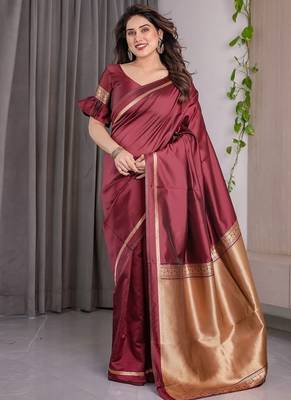 Maroon Color Zari Woven Banarasi Art Silk Saree 3