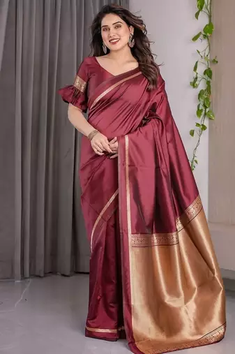 Maroon Color Zari Woven Banarasi Art Silk Saree
