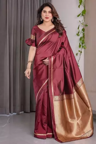Maroon Color Zari Woven Banarasi Art Silk Saree