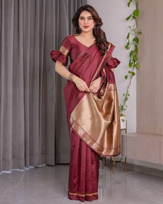 Maroon Color Zari Woven Banarasi Art Silk Saree 5
