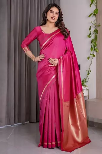 Pink Color Zari Woven Banarasi Art Silk Saree