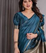 Teal Color Zari Woven Banarasi Art Silk Saree
