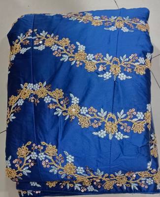 Blue Satin Sequin Embroidery Work Lehenga Choli with Dupatta For Women  5