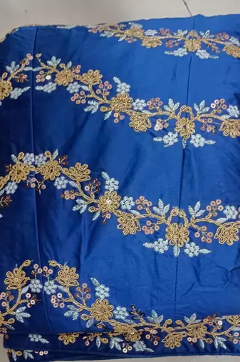 Blue Satin Sequin Embroidery Work Lehenga Choli with Dupatta For Women 