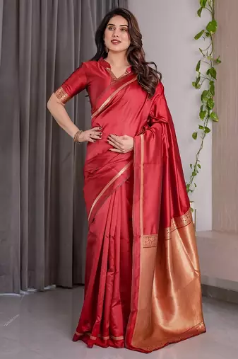 Red Color Zari Woven Banarasi Art Silk Saree