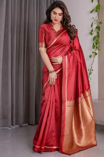 Red Color Zari Woven Banarasi Art Silk Saree