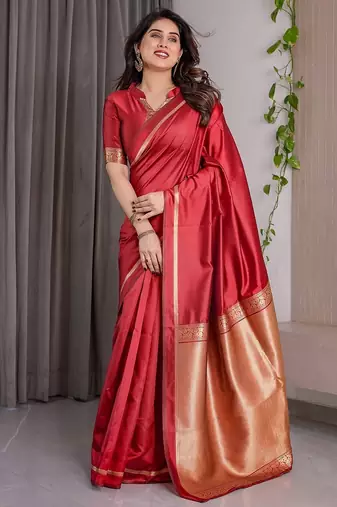 Red Color Zari Woven Banarasi Art Silk Saree