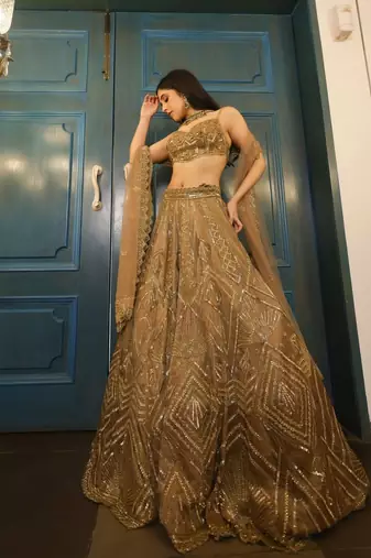 Net Lehenga Choli Set with Work Blouse & Dupatta