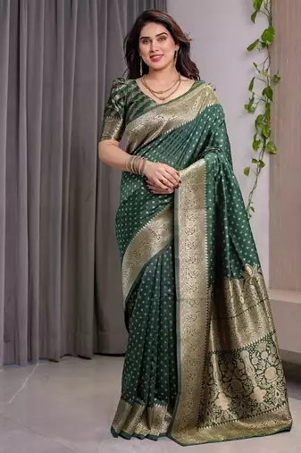 Green Color Zari Woven Banarasi art Silk Saree