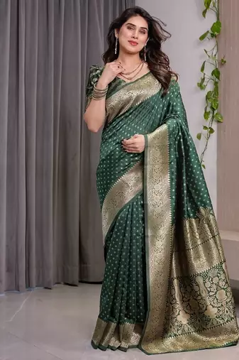 Green Color Zari Woven Banarasi art Silk Saree