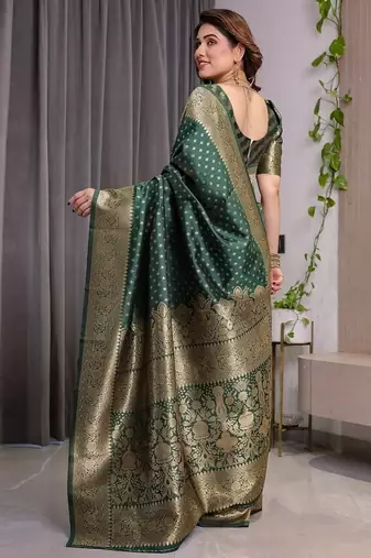 Green Color Zari Woven Banarasi art Silk Saree