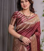 Maroon Color Zari Woven Banarasi Silk Saree