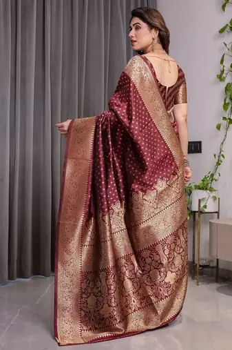 Maroon Color Zari Woven Banarasi Silk Saree