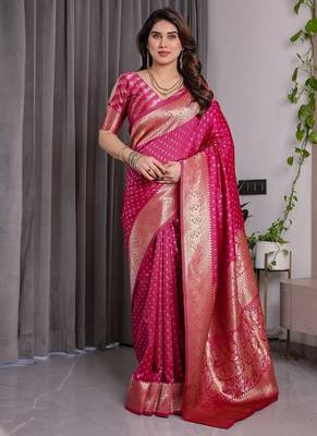 Pink Color Zari Woven Banarasi Art Silk Saree 3