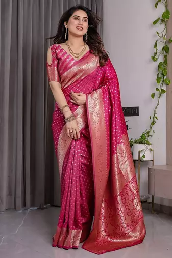 Pink Color Zari Woven Banarasi Art Silk Saree