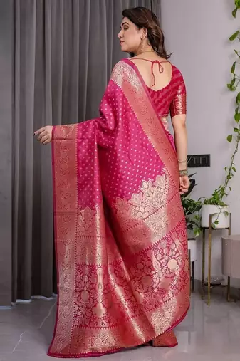 Pink Color Zari Woven Banarasi Art Silk Saree