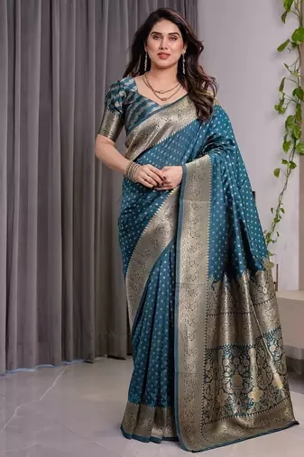 Teal Color Zari Woven Banarasi Art Silk Saree