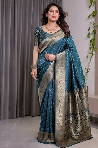 Teal Color Zari Woven Banarasi Art Silk Saree
