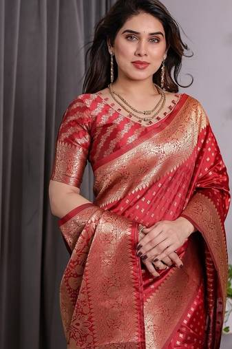 Red Color Zari Woven Banarasi Art Silk Saree