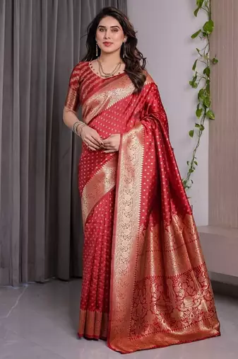 Red Color Zari Woven Banarasi Art Silk Saree