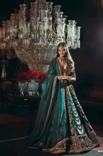 TEAL BLUE Premium Mulmul Silk Lehenga Choli with Heavy Embroidery & Can Can Flair