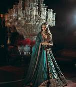 TEAL BLUE Premium Mulmul Silk Lehenga Choli with Heavy Embroidery & Can Can Flair