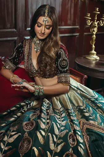 TEAL BLUE Premium Mulmul Silk Lehenga Choli with Heavy Embroidery & Can Can Flair