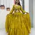 Mustard Chinon Embroidered Thread & Sequin Work Lehenga with Jacket Style Blouse