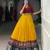 Musted yellow Printed Zari Weaving Poly Cotton Flared Lehenga with Stitched Handwork Cotton Blouse
