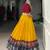 Musted yellow Printed Zari Weaving Poly Cotton Flared Lehenga with Stitched Handwork Cotton Blouse