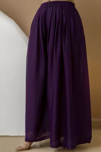 Trendmalls Purple Georgette Embroidery Sequence Work Kurta Palazzo Set with Dupatta